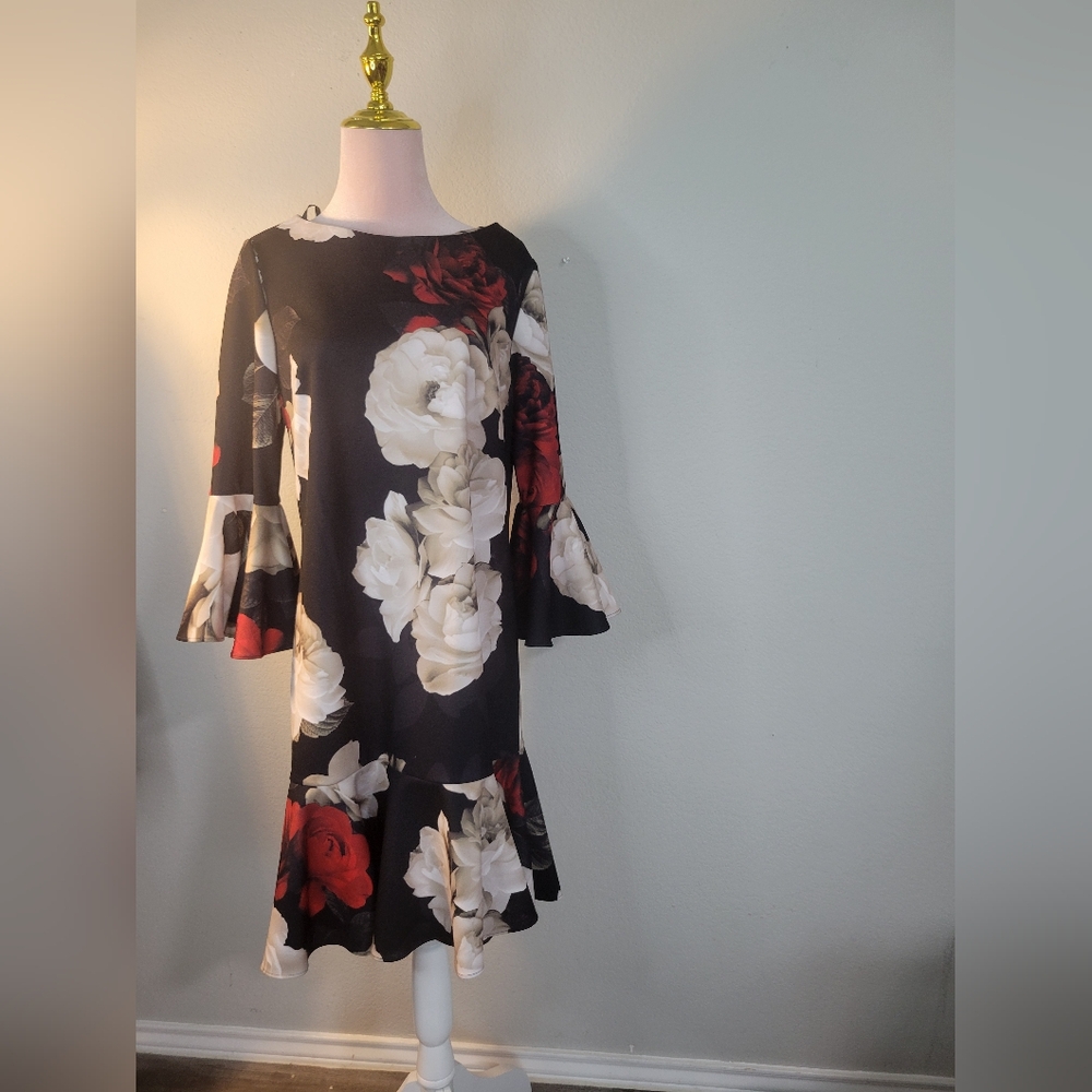 Calvin Klein Collection Floral Long Sleeve Dress